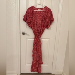 Max Studio Red Floral Asymmetrical Dress